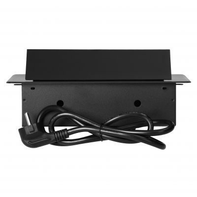 Gniazdo meblowe wpuszczane w blat z płaskim frezowanym rantem, ładowarką USB i przewodem 1,5m, 2x2P+ (OR-GM-9035(GS)/B)