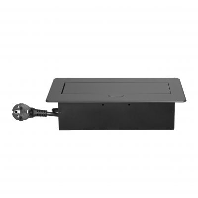 Gniazda meblowe wpuszczane w blat z płaskim frezowanym rantem, ładowarką USB i przewodem 1,5m, 2x2P+ (OR-GM-9035/GR)