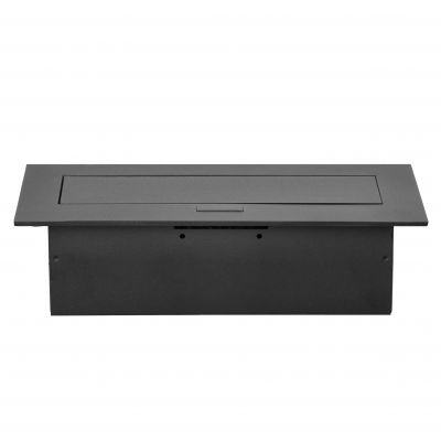 Gniazdo meblowe wpuszczane w blat z płaskim rantem, 3x2P+Z (Schuko), czarne (OR-GM-9036(GS)/B)