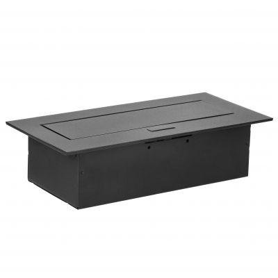 Gniazdo meblowe wpuszczane w blat z płaskim rantem, 3x2P+Z (Schuko), czarne (OR-GM-9036(GS)/B)