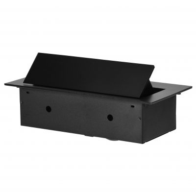 Gniazdo meblowe wpuszczane w blat z płaskim rantem, 3x2P+Z (Schuko), czarne (OR-GM-9036(GS)/B)