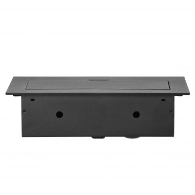 Gniazdo meblowe wpuszczane w blat z płaskim rantem, 3x2P+Z (Schuko), czarne (OR-GM-9036(GS)/B)