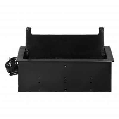 Gniazdo meblowe wpuszczane w blat z płaskim frezowanym rantem, szczotką przeciwkurzową i przewodem 1 (OR-GM-9041(GS)/B)