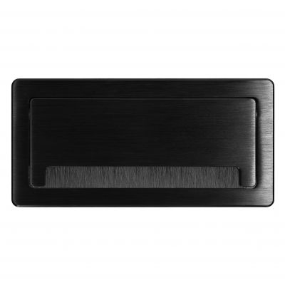 Gniazdo meblowe wpuszczane w blat z płaskim frezowanym rantem, szczotką przeciwkurzową i przewodem 1 (OR-GM-9041(GS)/B)