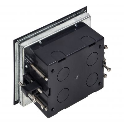 Puszka podłogowa na gniazda modułowe 4 x 45x45mm lub 8 x 22,5x45mm, pokrywa: stal nierdzewna, czarna (OR-GP-9201/SS)