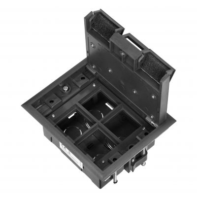 Puszka podłogowa na gniazda modułowe 4 x 45x45mm lub 8 x 22,5x45mm, pokrywa: stal nierdzewna, czarna (OR-GP-9201/SS)