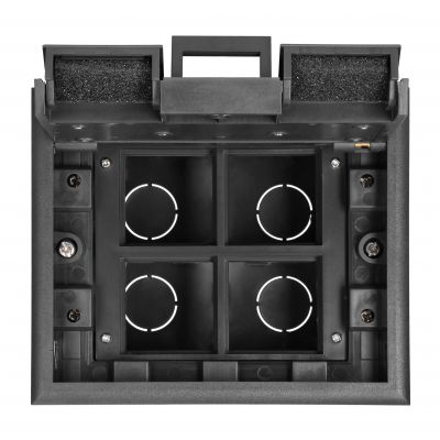 Puszka podłogowa na gniazda modułowe 4 x 45x45mm lub 8 x 22,5x45mm, pokrywa: stal nierdzewna, czarna (OR-GP-9201/SS)
