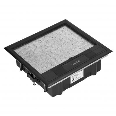 Puszka podłogowa na gniazda modułowe 6 x 45x45mm lub 12 x 22,5x45mm, pokrywa: materiał własny, czarn (OR-GP-9202/CF)