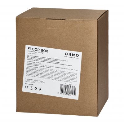 Puszka podłogowa na gniazda modułowe 6 x 45x45mm lub 12 x 22,5x45mm, pokrywa: stal nierdzewna, czarn (OR-GP-9202/SS)