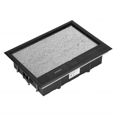 Puszka podłogowa na gniazda modułowe 8 x 45x45mm lub 16 x 22,5x45mm, pokrywa: materiał własny, czarn (OR-GP-9203/CF)