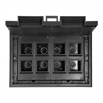 Puszka podłogowa na gniazda modułowe 8 x 45x45mm lub 16 x 22,5x45mm, pokrywa: materiał własny, czarn (OR-GP-9203/CF)