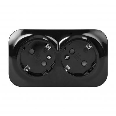 ToDo Gniazdo podwójne 2x2P+Z, 16A/230VAC, IP20,Schuko,Czarne10 sztuk (OR-OE-7206(GS)/B/10)