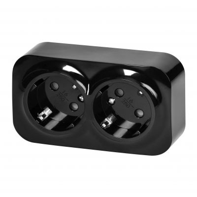 ToDo Gniazdo podwójne 2x2P+Z, 16A/230VAC, IP20,Schuko,Czarne10 sztuk (OR-OE-7206(GS)/B/10)