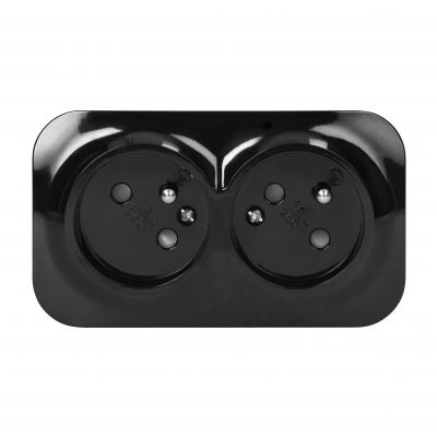 ToDo Gniazdo podwójne 2x2P+Z, 16A/230VAC, IP20, Czarne 10 sztuk (OR-OE-7206/B/10)