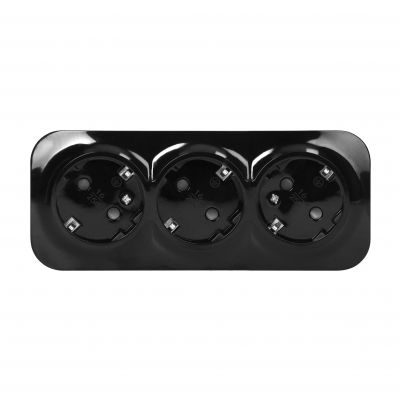 Gniazdo potrójne natynkowe ToDo 2P+Z Schuko IP20, 16A, 230V AC, 16A, 230V AC, czarny, 10 sztuk (OR-OE-7209(GS)/B/10)