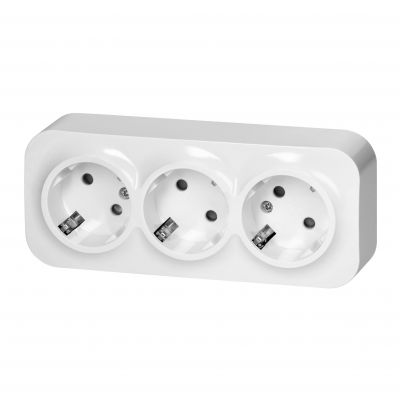 Gniazdo potrójne natynkowe ToDo 2P+Z Schuko IP20, 16A, 230V AC, 16A, 230V AC, biały, 10 sztuk (OR-OE-7209(GS)/W/10)