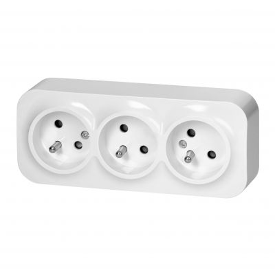 Gniazdo potrójne natynkowe ToDo 2P+Z IP20, 16A, 230V AC, 16A, 230V AC, biały, 10 sztuk (OR-OE-7209/W/10)
