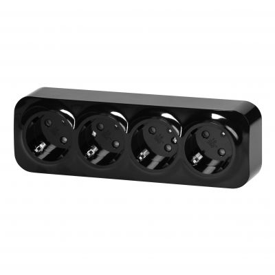 Gniazdo poczwórne natynkowy ToDo 2P+Z Schuko IP20, 16A, 230V AC, 16A, 230V AC, 8 sztuk (OR-OE-7210(GS)/B/8)