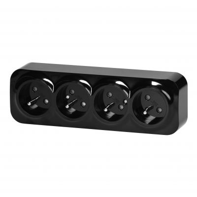 Gniazdo poczwórne natynkowy ToDo 2P+Z IP20, 16A, 230V AC, 16A, 230V AC, czarny (OR-OE-7210/B)