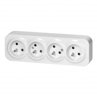 Gniazdo poczwórne natynkowy ToDo 2P+Z IP20, 16A, 230V AC, 16A, 230V AC, biały, 8 sztuk (OR-OE-7210/W/8)