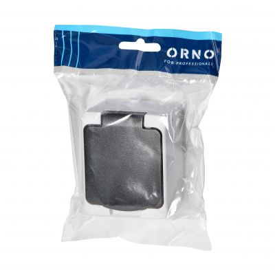 Gniazdo pojedyńcze 2P+Z Schuko AQUATIC MINI IP54, 16A, 230V AC, biało-czarne (OR-OE-7305(GS)/WB)