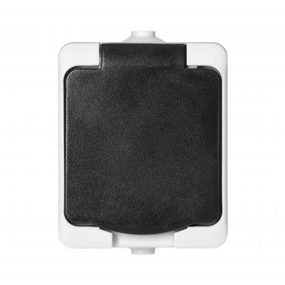 Gniazdo pojedyńcze 2P+Z Schuko AQUATIC MINI IP54, 16A, 230V AC, biało-czarne (OR-OE-7305(GS)/WB)