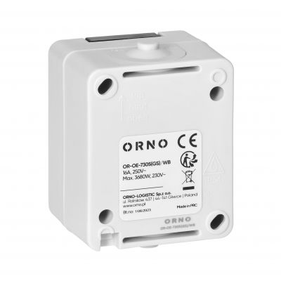 Gniazdo pojedyńcze 2P+Z Schuko AQUATIC MINI IP54, 16A, 230V AC, biało-czarne (OR-OE-7305(GS)/WB)
