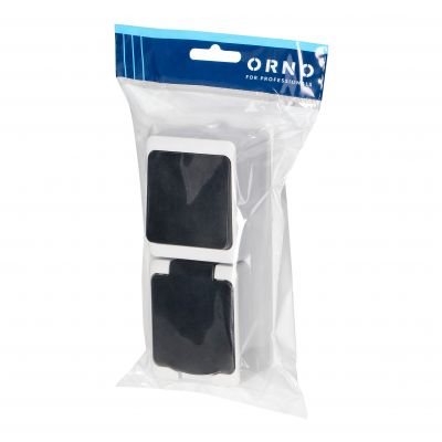 Łącznik jednobiegunowy + Gniazdo 2P+Z Schuko AQUATIC MINI IP54, 10/16A, 230V AC, biało-czarne (OR-OE-7307(GS)/WB)