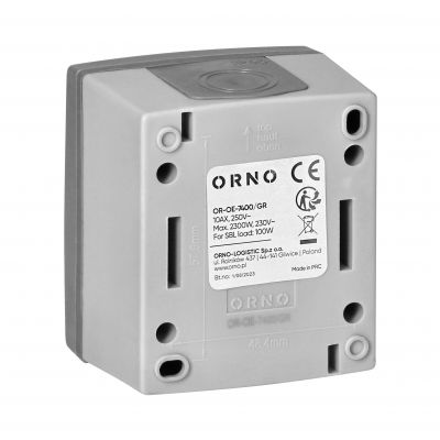 Łącznik jednobiegunowy AQUATIC PRO IP55, 10A, 230V AC, Szaro-Grafitowy (OR-OE-7400/GR)