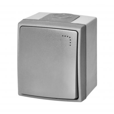 Łącznik jednobiegunowy z podświetleniem AQUATIC PRO IP55, 10A, 230V AC, Szaro-Grafitowy (OR-OE-7400/P/GR)