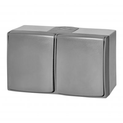 Gniazdo podwójne natynkowe hermetyczne AQUATIC PRO IP55 16A 230V AC Szaro-Grafitowy ORNO (OR-OE-7406/GR)