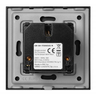 Gniazdo pojedyncze Tuya Smart Wi-Fi, Schuko, czarne (OR-SH-17205(GS)/B)