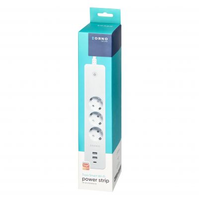 Przedłużacz z 3 gniazdami Schuko z uziemieniem i wyłącznikiem 2xUSB, Tuya Smart Wi-Fi, biały (OR-SH-17520(GS)/W)