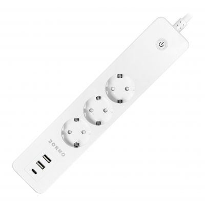 Przedłużacz z 3 gniazdami Schuko z uziemieniem i wyłącznikiem 2xUSB, Tuya Smart Wi-Fi, biały (OR-SH-17520(GS)/W)