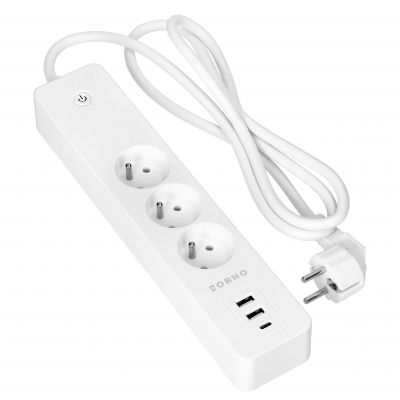 Przedłużacz z 3 gniazdami z uziemieniem i wyłącznikiem 2xUSB Tuya Smart Wi-Fi biały ORNO (OR-SH-17520/W)