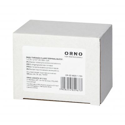 Złączka instalacyjna zaciskowa 1-przewodowa, dwustronna; na dowolny przewód 0,75-4mm2; IEC 250V/32A; (OR-SZ-8021/1/100)