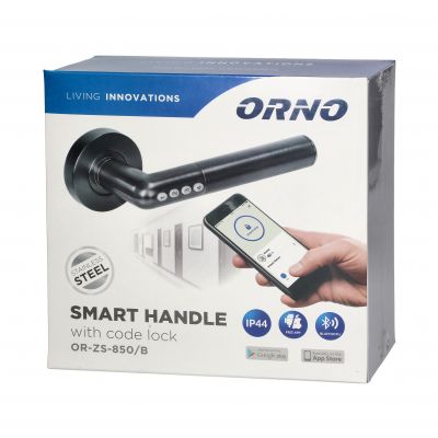 Klamka z zamkiem szyfrowym IP20 , Otwieranie na PIN i Bluetooth, czarny (OR-ZS-850/B)