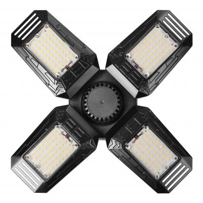 SYRIUSZ LED lampa warsztatowa składana 4-skrzydłowa, E27, 72W, 4000K, 6480lm (WL-14)