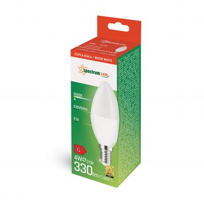 Żarówka LED ŚWIECOWA E14 230V 4W ciepła biel WOJ+14531 SPECTRUM (WOJ+14531)