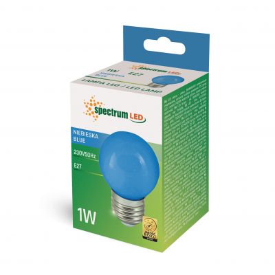 Żarówka LED KULKA E27 1W niebieska WOJ+11797 Spectrum Led (WOJ+11797)