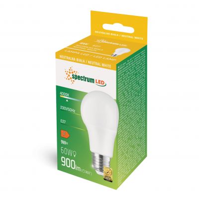 Żarówka LED GLS E-27 230V 9W neutralna biel WOJ+14611 Spectrum Led (WOJ+14611)