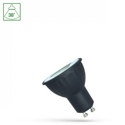 Żarówka LED GU10 230V 4W SMD kąt 38st ciepła biała WW z soczewką czarna (WOJ+14687)