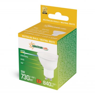 Żarówka LED GU10 9W 840lm biała neutralna Spectrum (WOJ+13258_9W)