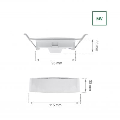 Oprawa natynkowa ALGINE ECO 2w1 natynkowa/podtynkowa 6W neutralna biel 230V 110st IP20 IK06 115x35mm BIAŁY okrągła (SLI037027NW_PW)