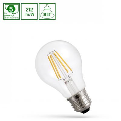 LED GLS E-27 230V 3,8W COG A-CLASS NW CLEAR 5 lat gwarancji WOJ+14640 Spectrum Led (WOJ+14640)