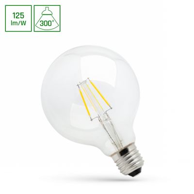 Żarówka LED GLOB G125 E-27 230V 8W COG WW CLEAR  WOJ+13868 Spectrum Led (WOJ+13868)