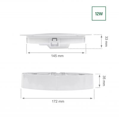 Oprawa lampa ALGINE ECO 2w1 NATYNK-PODTYNK DOWNLIGHT 12W ciepła biel 230V 110st IP20 IK06 170x35mm BIAŁY okrągła SLI037028WW_PW (SLI037028WW_PW)