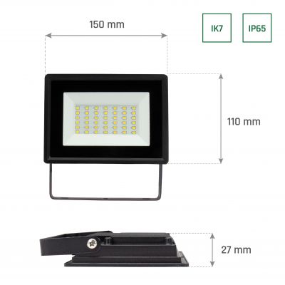 NOCTIS LUX 3 NAŚWIETLACZ 30W NW 230V IP65 150x110x27mm CZARNY SLI029050NW_PW Spectrum Led (SLI029050NW_PW)