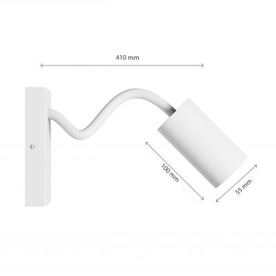 SQUALLA VARIOSA FLEXI SWITCH GU10 KINKIET 230V IP20 55x100x410MM BIAŁY OKRĄGŁA (SLIP006023)