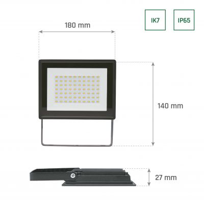 NOCTIS LUX 3 NAŚWIETLACZ 50W CW 230V IP65 180x140x27mm CZARNY SLI029051CW_PW Spectrum Led (SLI029051CW_PW)